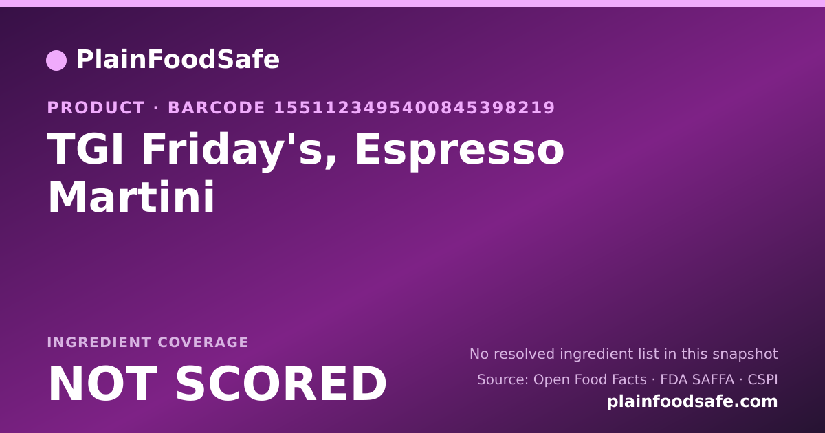 Share card for TGI Friday's, Espresso Martini Food Ingredient Profile