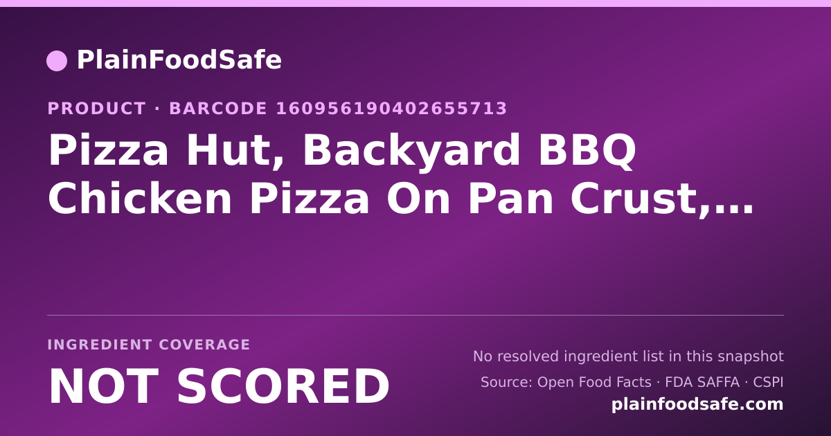 Share card for Pizza Hut, Backyard BBQ Chicken Pizza On Pan Crust, Personal, Slice Food Ingredient Profile