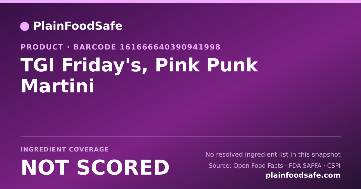 Share card for TGI Friday's, Pink Punk Martini Food Ingredient Profile