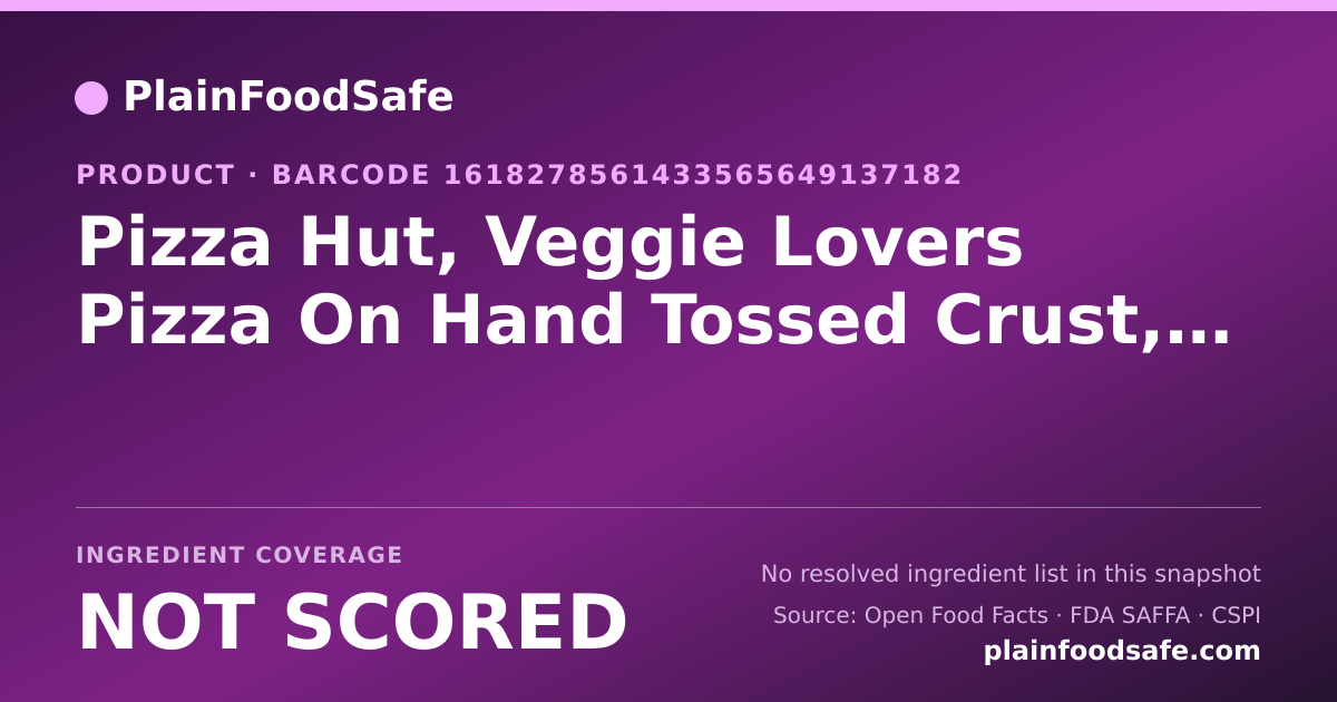 Share card for Pizza Hut, Veggie Lovers Pizza On Hand Tossed Crust, Medium, Slice Food Ingredient Profile