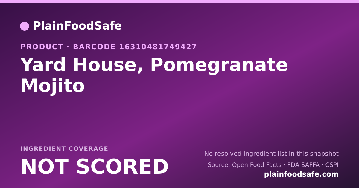 Share card for Yard House, Pomegranate Mojito Food Ingredient Profile