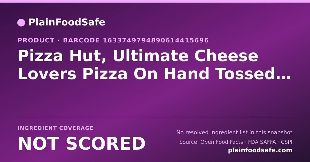 Share card for Pizza Hut, Ultimate Cheese Lovers Pizza On Hand Tossed Crust, Small, Slice Food Ingredient Profile