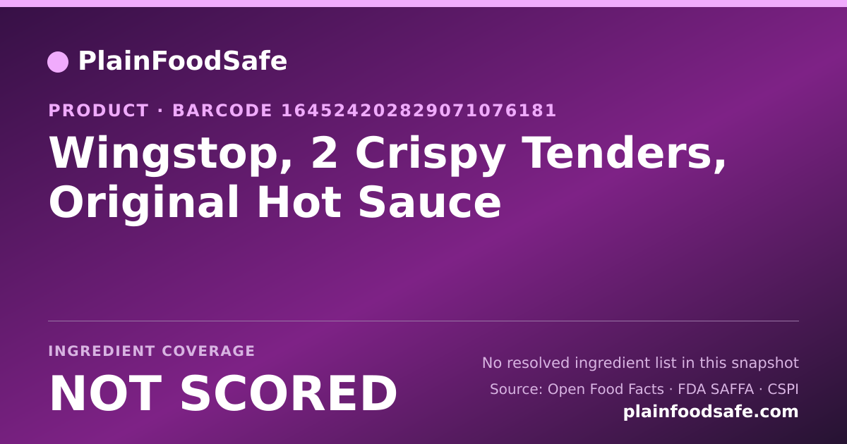 Share card for Wingstop, 2 Crispy Tenders, Original Hot Sauce Food Ingredient Profile