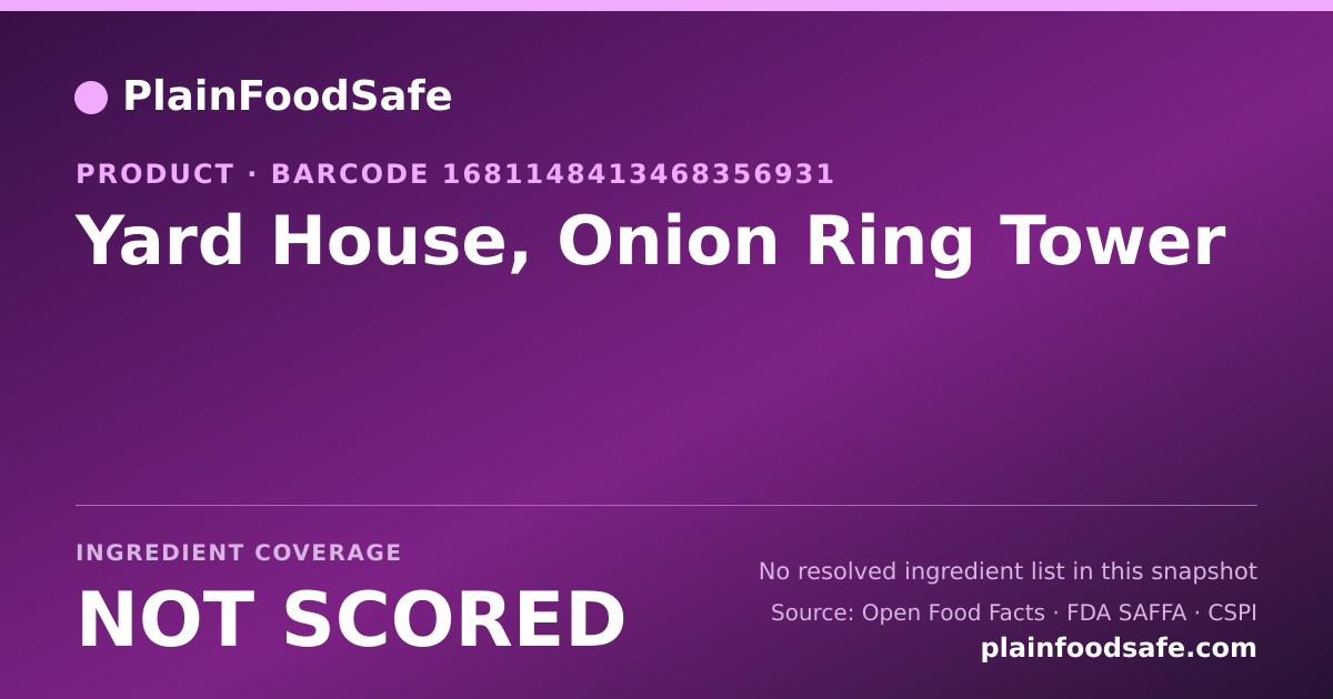 Share card for Yard House, Onion Ring Tower Food Ingredient Profile