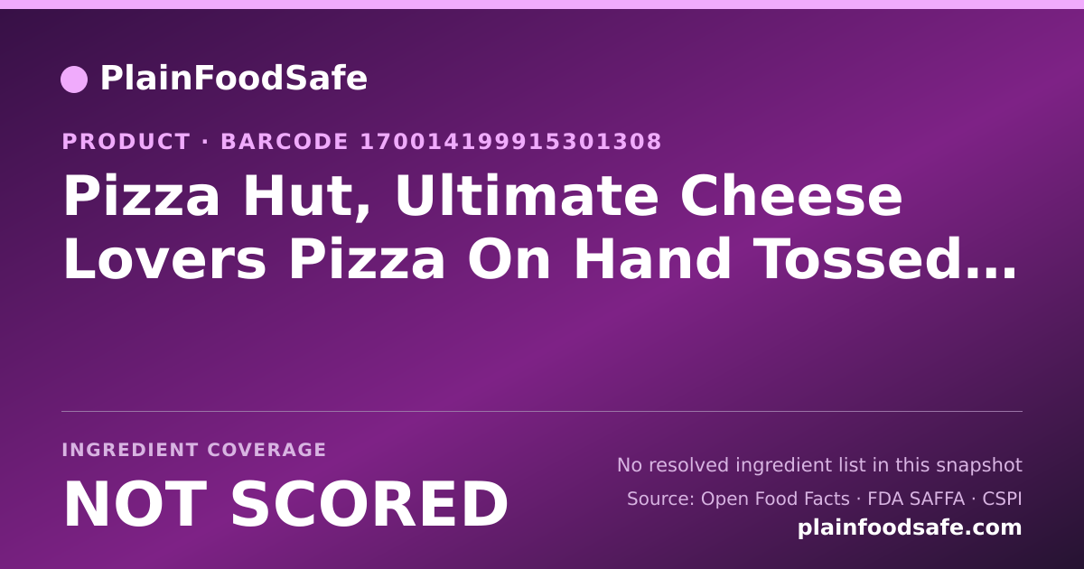 Share card for Pizza Hut, Ultimate Cheese Lovers Pizza On Hand Tossed Crust, Medium, Slice Food Ingredient Profile