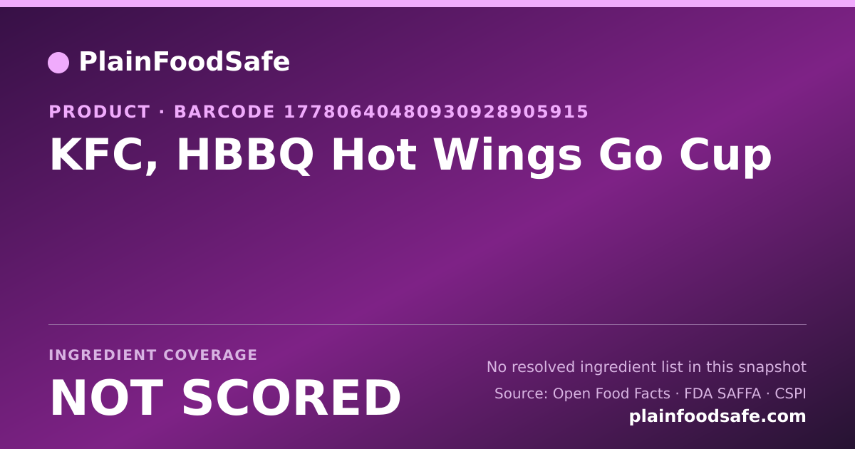 Share card for KFC, HBBQ Hot Wings Go Cup Food Ingredient Profile