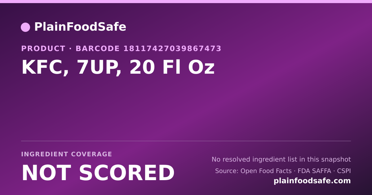 Share card for KFC, 7UP, 20 Fl Oz Food Ingredient Profile