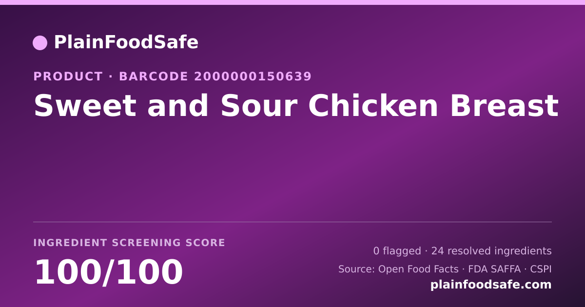 Share card for Sweet and Sour Chicken Breast Food Ingredient Profile