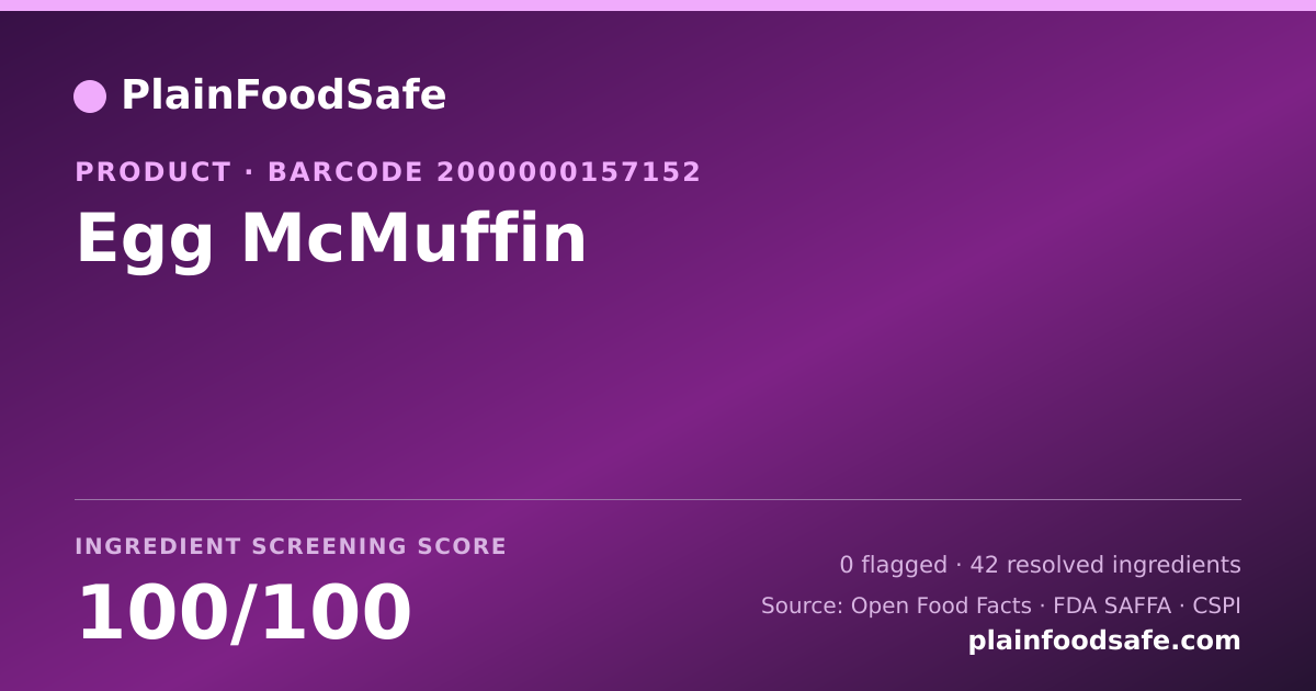Share card for Egg McMuffin Food Ingredient Profile