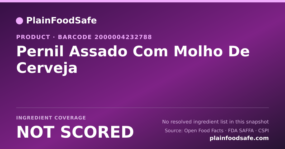 Share card for Pernil Assado Com Molho De Cerveja Food Ingredient Profile