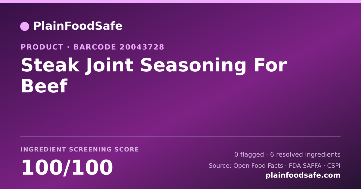 Share card for Steak Joint Seasoning For Beef Food Ingredient Profile