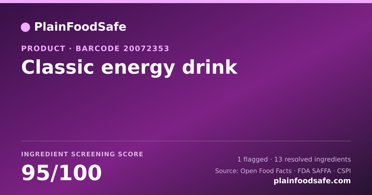 Share card for Classic energy drink Food Ingredient Profile