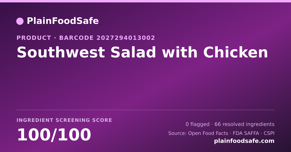 Share card for Southwest Salad with Chicken Food Ingredient Profile