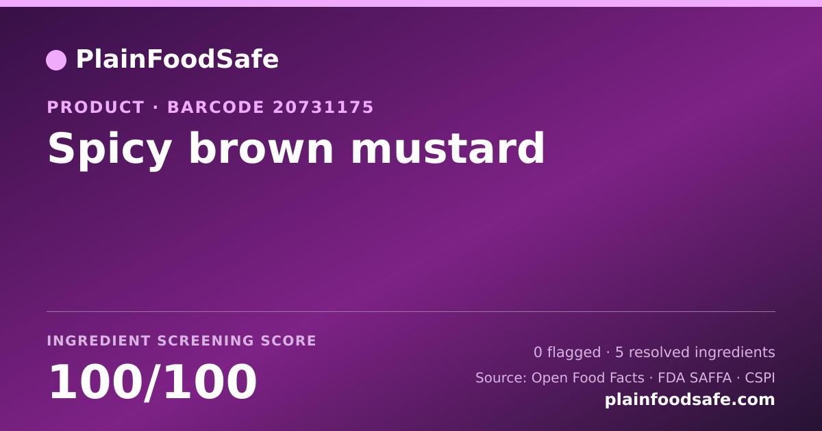 Share card for Spicy brown mustard Food Ingredient Profile
