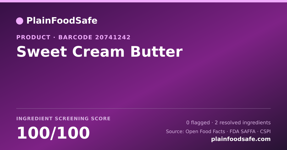 Share card for Sweet Cream Butter Food Ingredient Profile