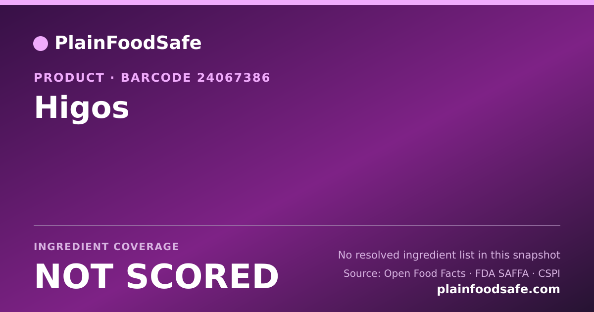 Share card for Higos Food Ingredient Profile