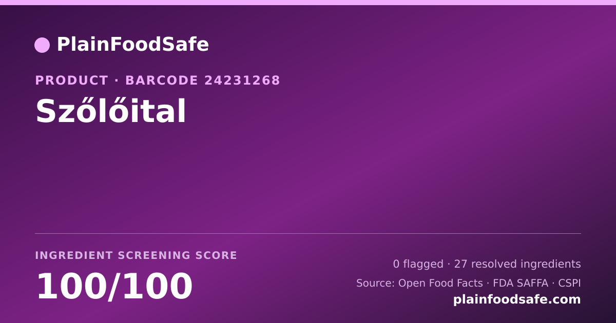 Share card for Szőlőital Food Ingredient Profile