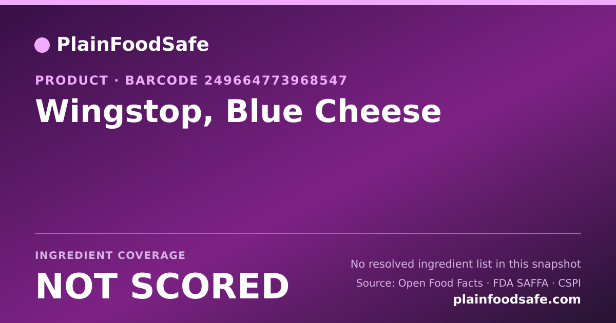 Share card for Wingstop, Blue Cheese Food Ingredient Profile