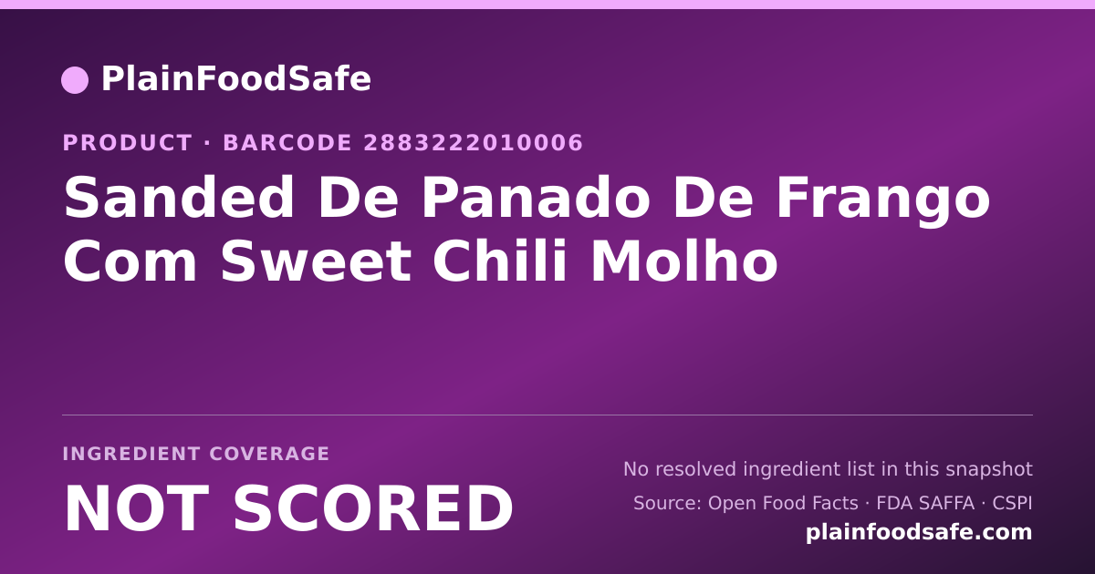 Share card for Sanded De Panado De Frango Com Sweet Chili Molho Food Ingredient Profile
