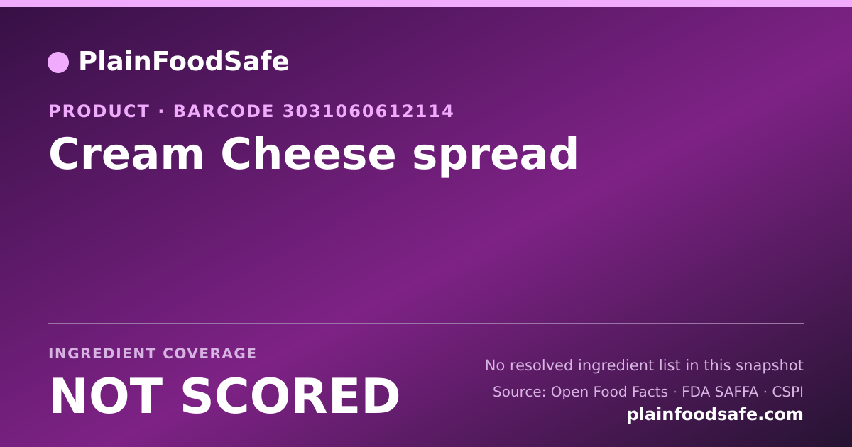 Share card for Cream Cheese spread Food Ingredient Profile