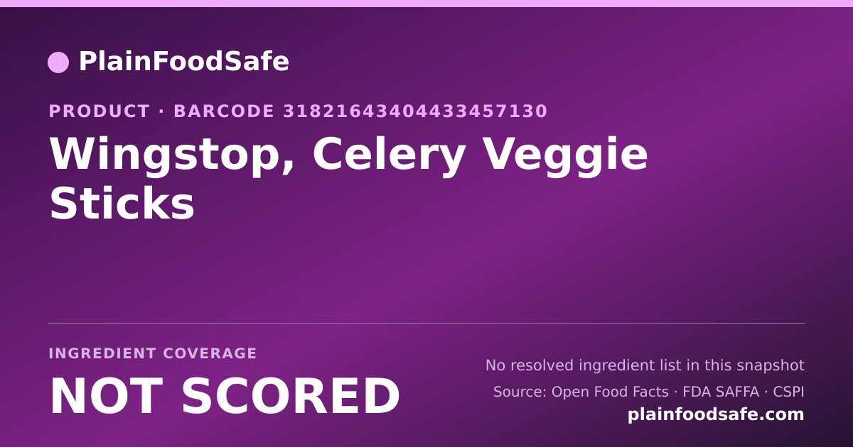 Share card for Wingstop, Celery Veggie Sticks Food Ingredient Profile