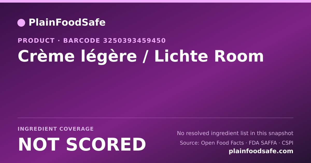 Share card for Crème légère / Lichte Room Food Ingredient Profile