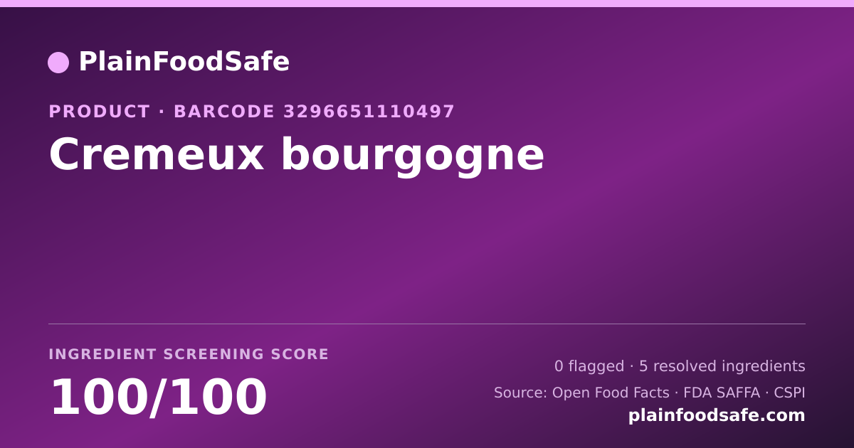 Share card for Cremeux bourgogne Food Ingredient Profile