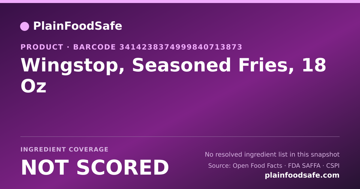 Share card for Wingstop, Seasoned Fries, 18 Oz Food Ingredient Profile