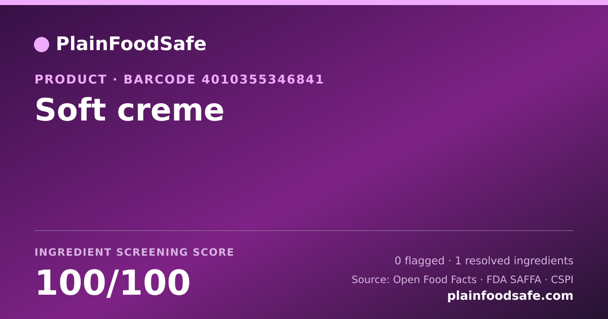 Share card for Soft creme Food Ingredient Profile