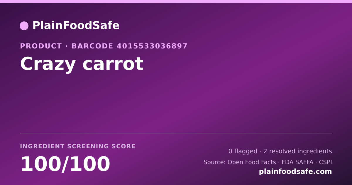 Share card for Crazy carrot Food Ingredient Profile