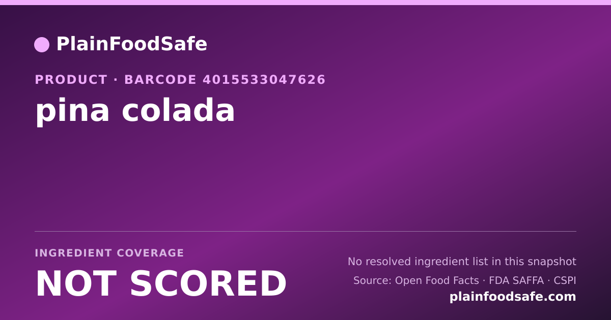 Share card for pina colada Food Ingredient Profile