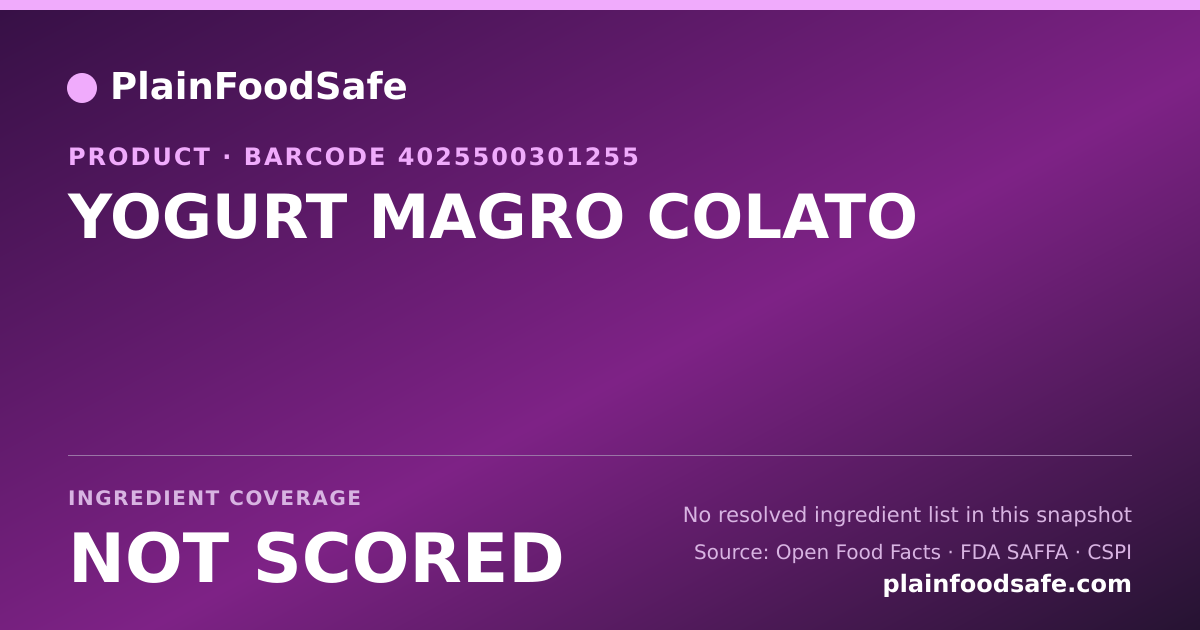Share card for YOGURT MAGRO COLATO Food Ingredient Profile