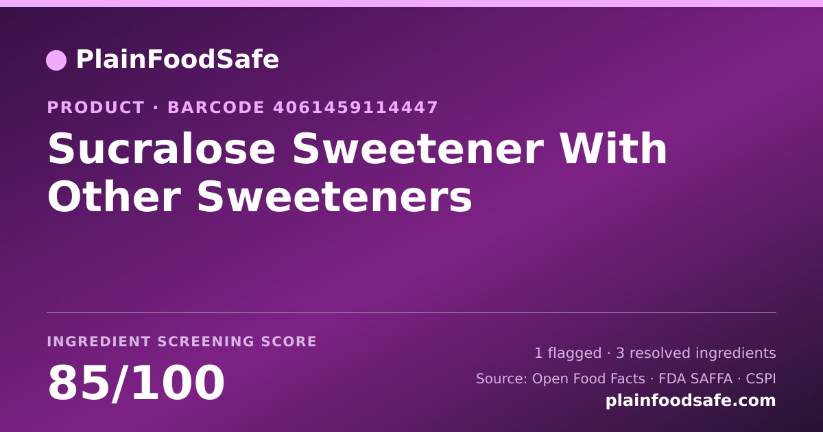 Share card for Sucralose Sweetener With Other Sweeteners Food Ingredient Profile