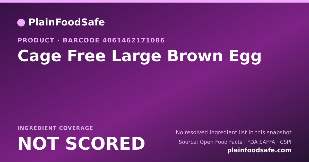 Share card for Cage Free Large Brown Egg Food Ingredient Profile