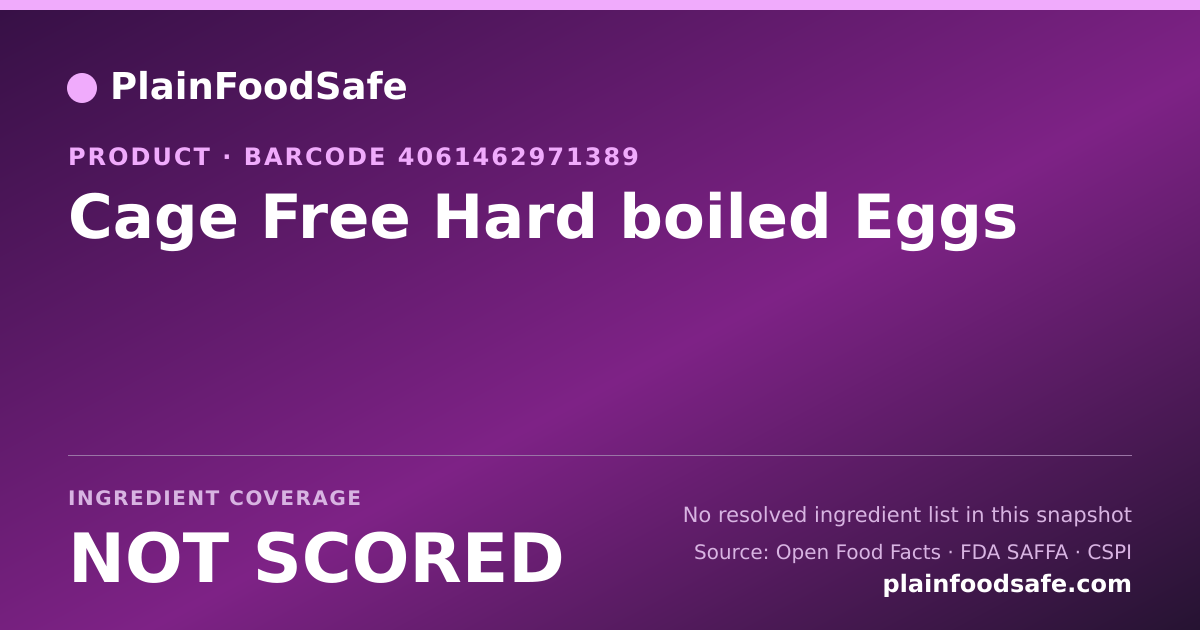 Share card for Cage Free Hard boiled Eggs Food Ingredient Profile