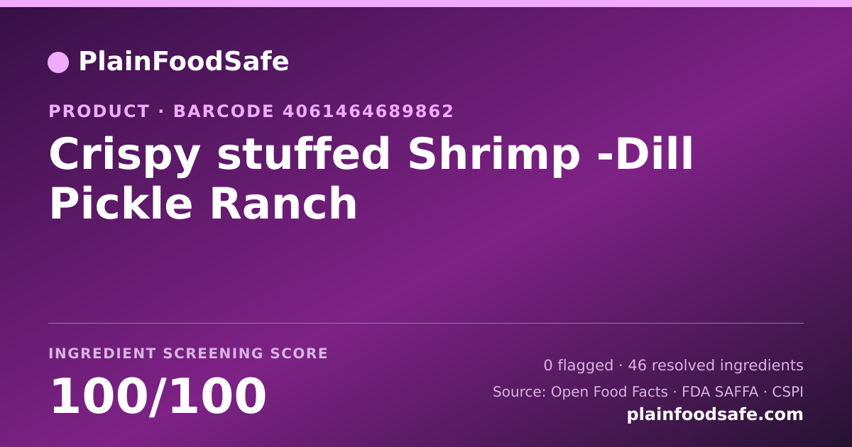 Share card for Crispy stuffed Shrimp -Dill Pickle Ranch Food Ingredient Profile