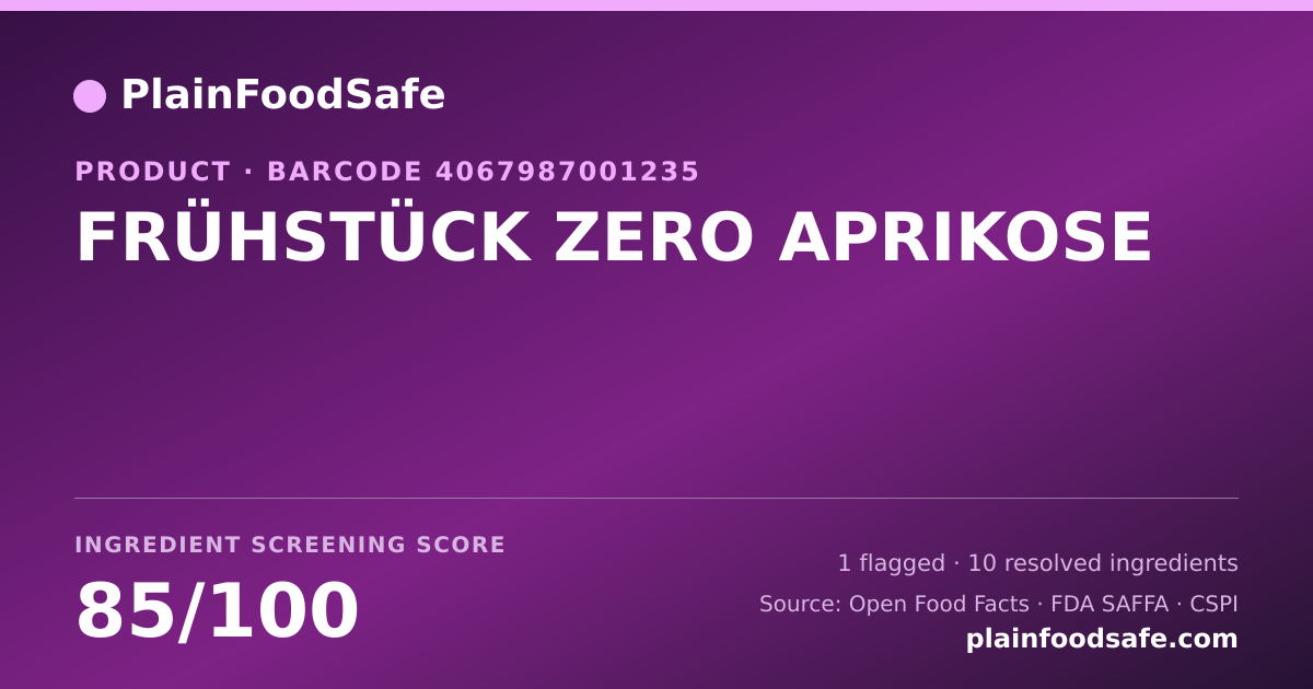 Share card for FRÜHSTÜCK ZERO APRIKOSE Food Ingredient Profile