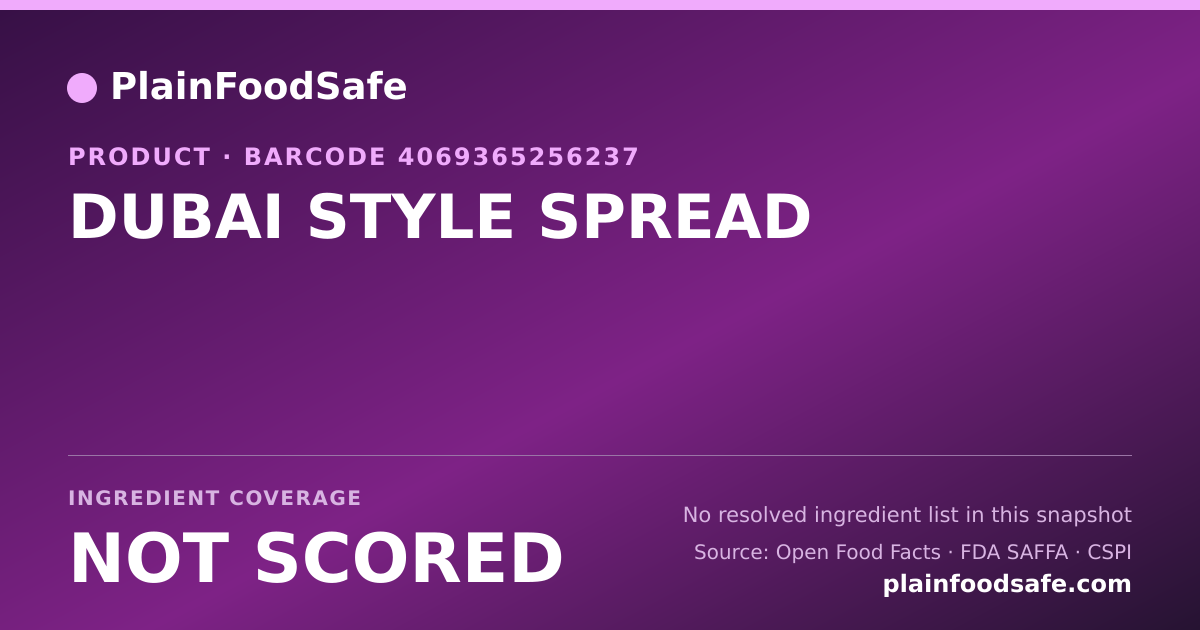 Share card for DUBAI STYLE SPREAD Food Ingredient Profile