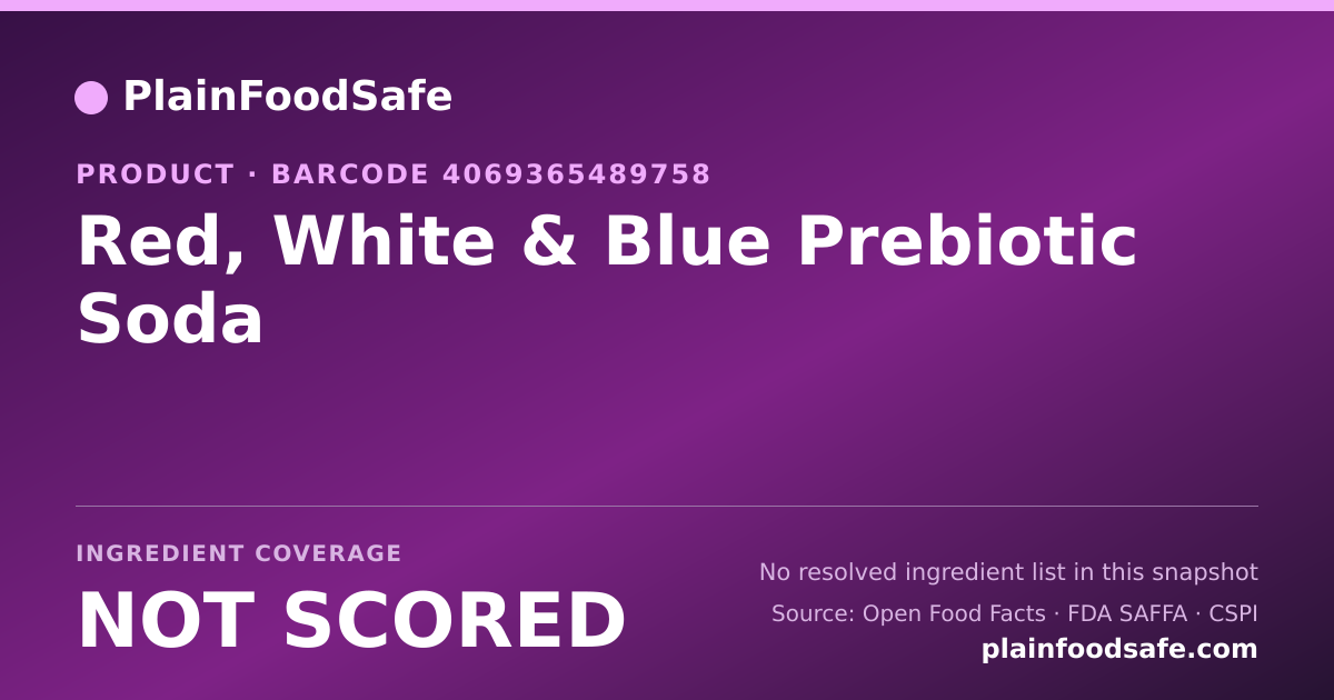 Share card for Red, White & Blue Prebiotic Soda Food Ingredient Profile