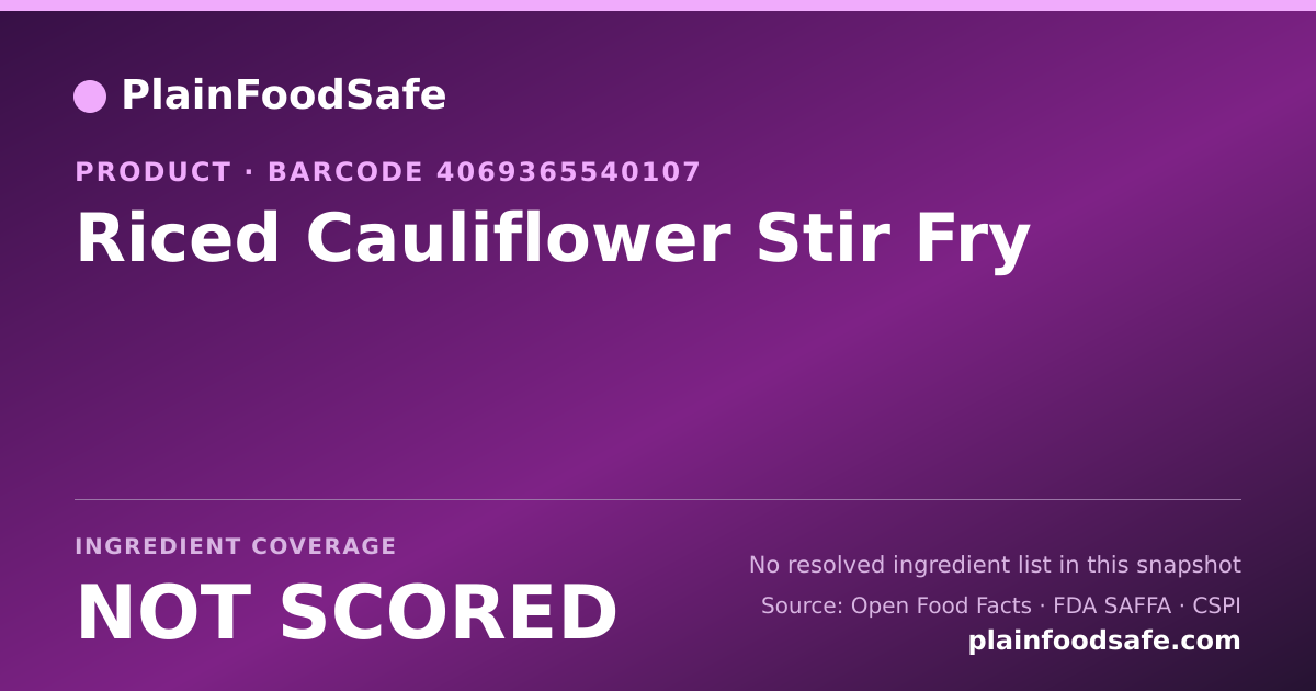 Share card for Riced Cauliflower Stir Fry Food Ingredient Profile