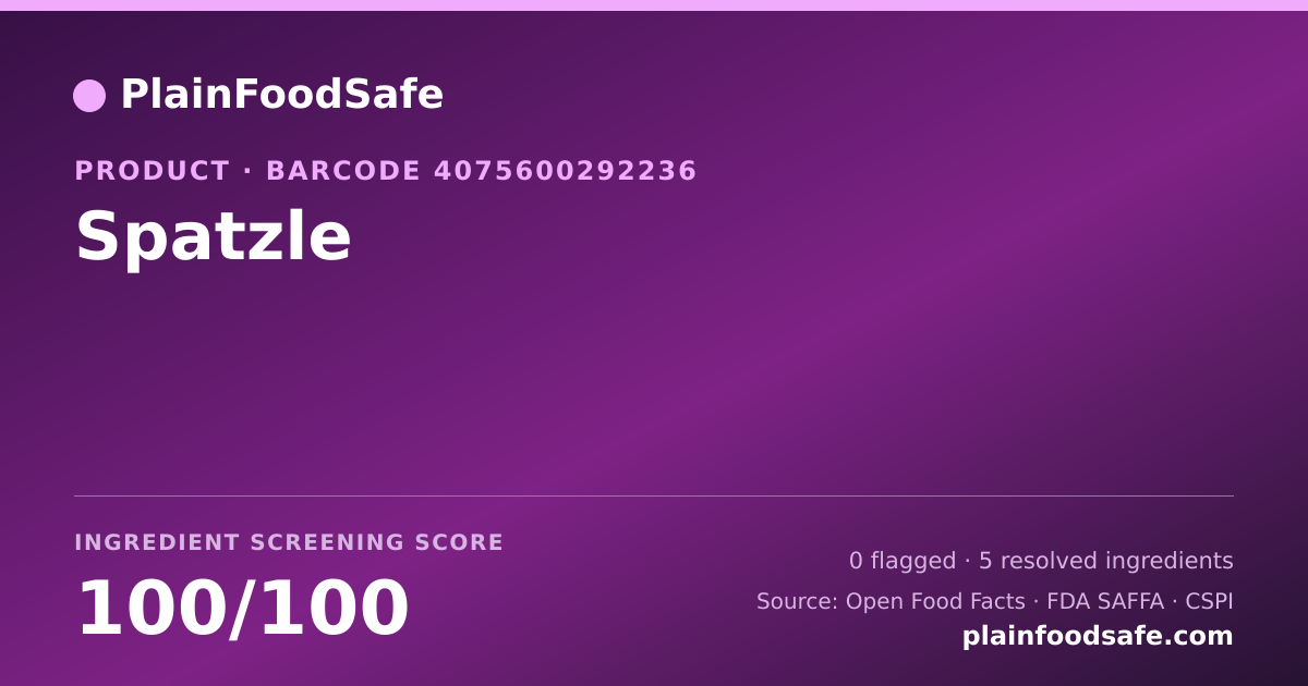 Share card for Spatzle Food Ingredient Profile