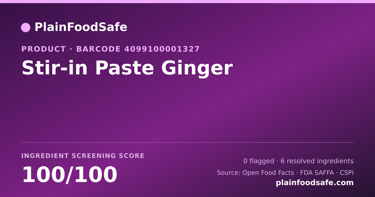 Share card for Stir-in Paste Ginger Food Ingredient Profile