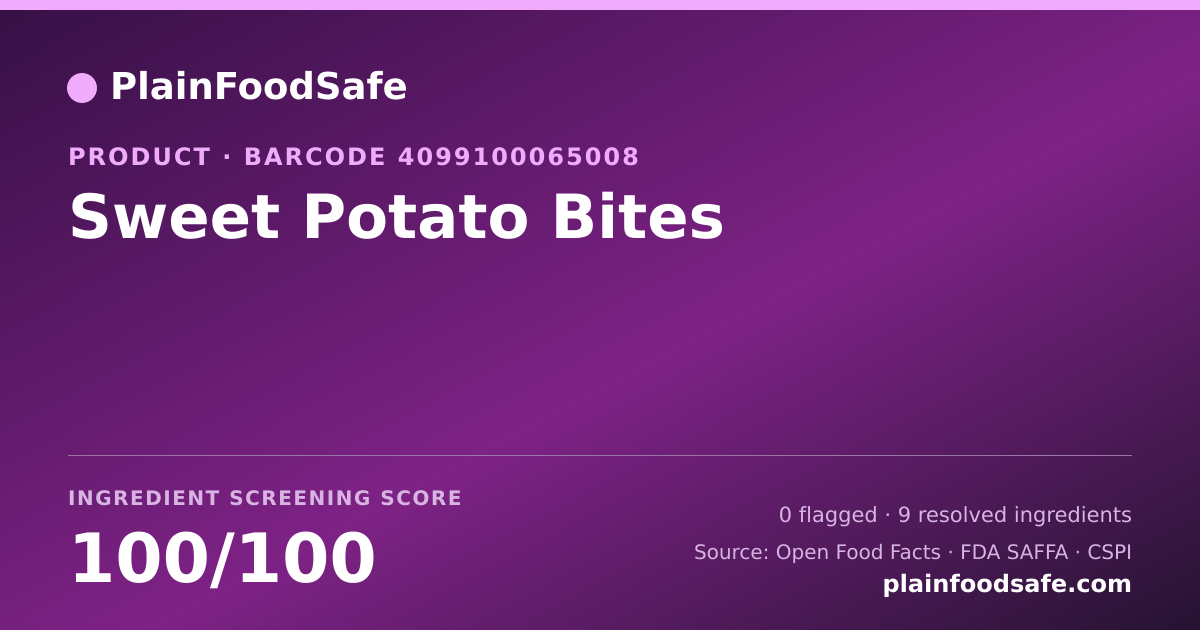Share card for Sweet Potato Bites Food Ingredient Profile