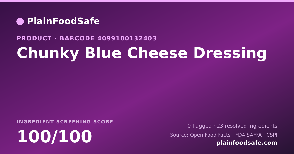 Share card for Chunky Blue Cheese Dressing Food Ingredient Profile