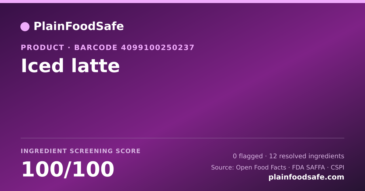 Share card for Iced latte Food Ingredient Profile