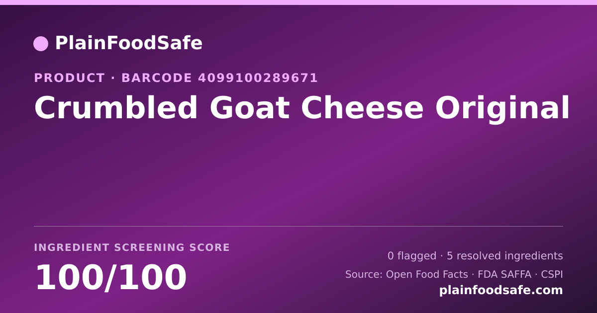 Share card for Crumbled Goat Cheese Original Food Ingredient Profile