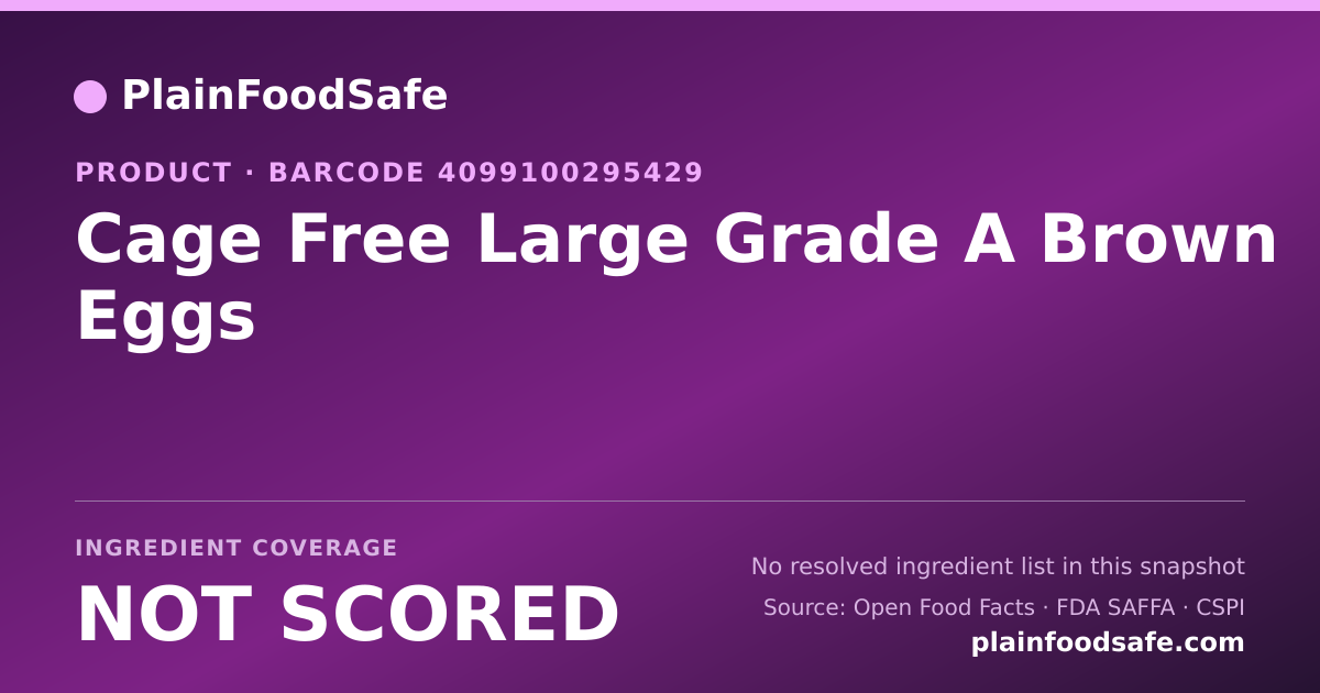 Share card for Cage Free Large Grade A Brown Eggs Food Ingredient Profile