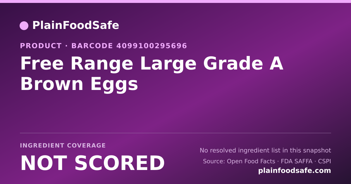 Share card for Free Range Large Grade A Brown Eggs Food Ingredient Profile