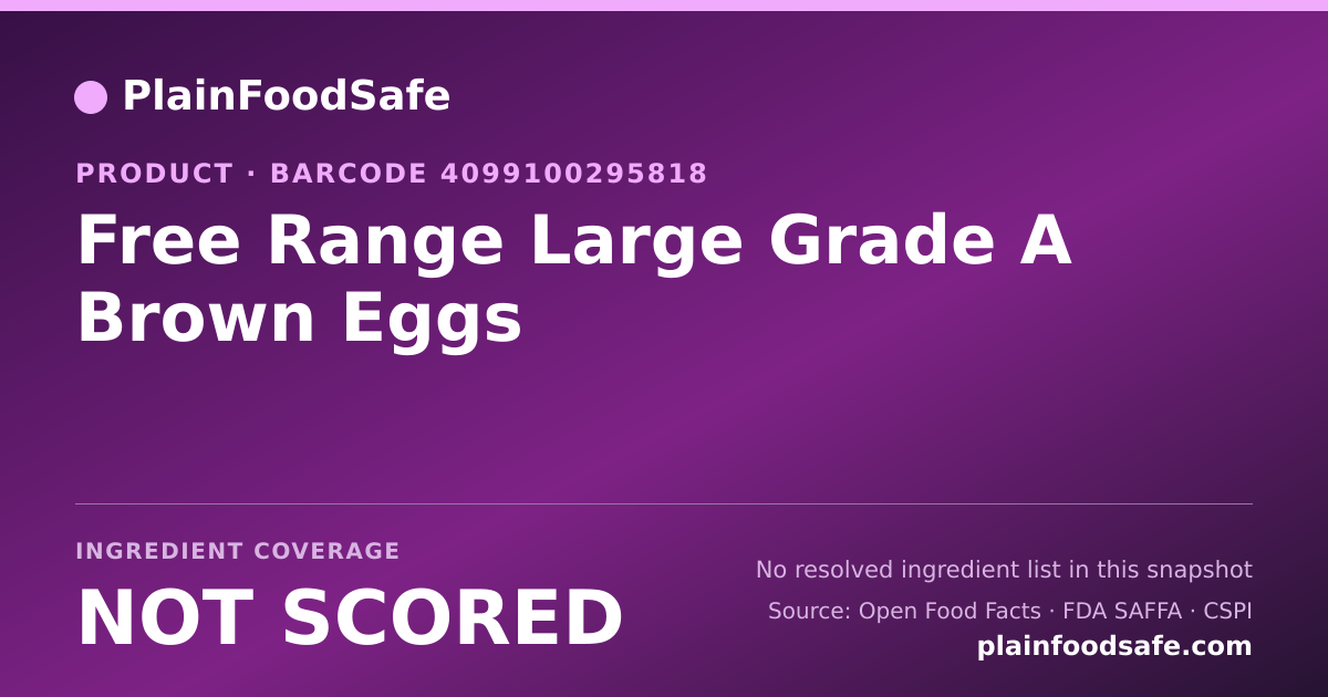 Share card for Free Range Large Grade A Brown Eggs Food Ingredient Profile