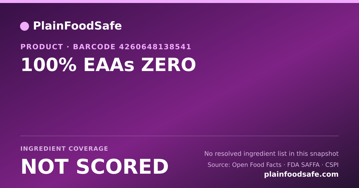 Share card for 100% EAAs ZERO Food Ingredient Profile